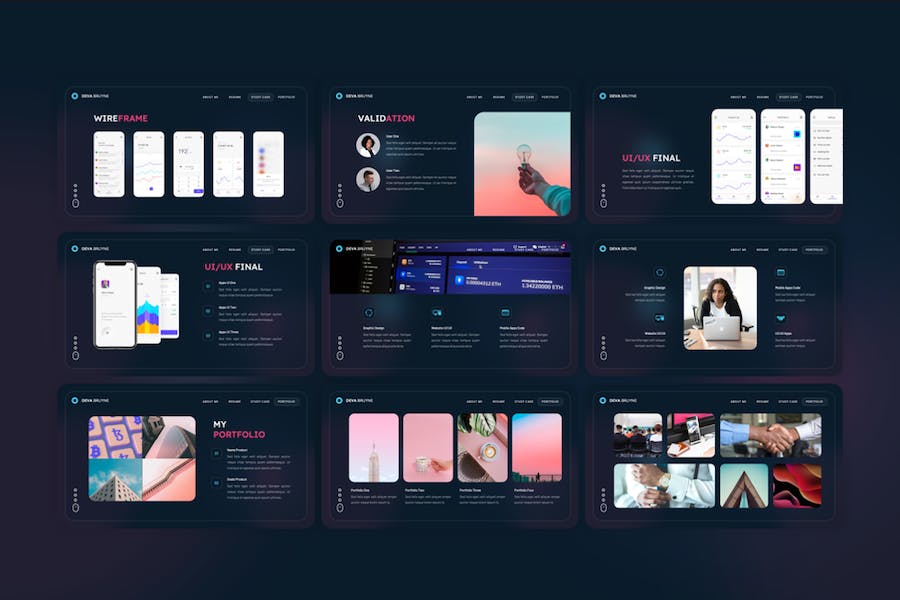 UI/UX设计师作品展示个人求职简历PPT模板 - PPT派 UI/UX设计师作品展示个人求职简历PPT模板 - PPT派