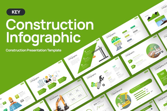 建筑工程施工插画图形keynote模板 - PPT派