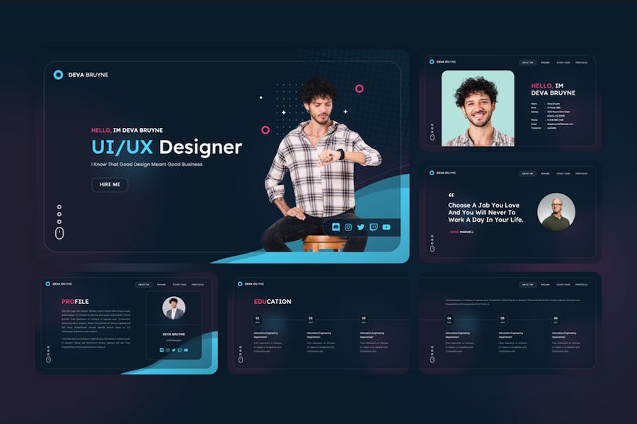 UI/UX设计师作品展示个人求职简历PPT模板 - PPT派 UI/UX设计师作品展示个人求职简历PPT模板 - PPT派