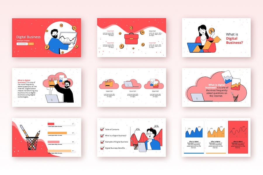 欧美数字商务插画设计高级PPT模板 - PPT派 欧美数字商务插画设计高级PPT模板 - PPT派