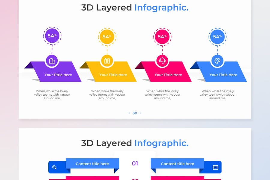 3D立体层次信息图表数据PPT模板 - PPT派