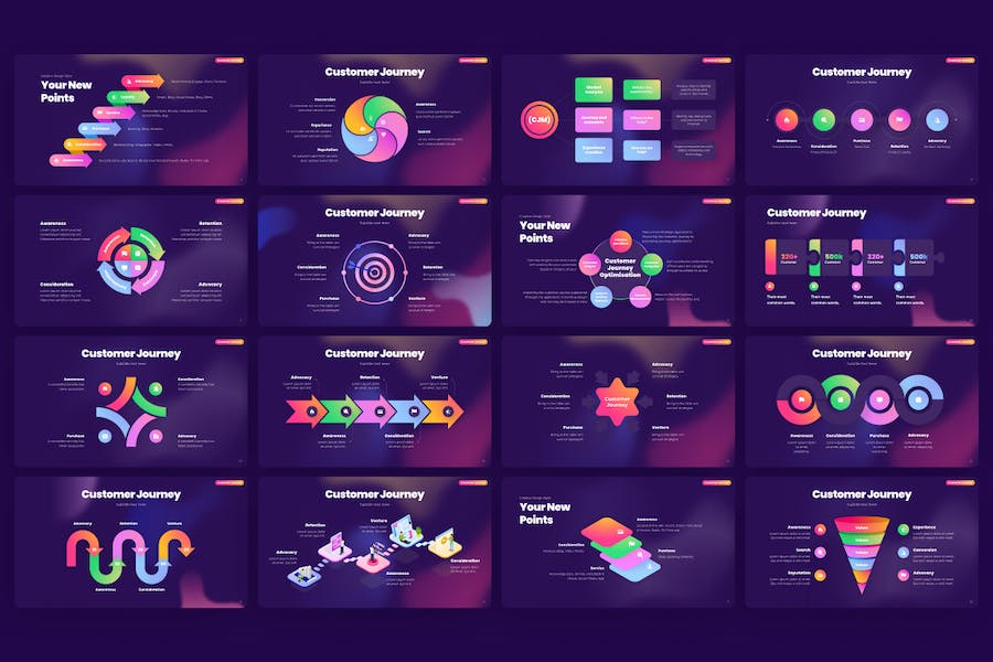 彩色渐变客户服务流程PPT模板 - PPT派 彩色渐变客户服务流程PPT模板 - PPT派