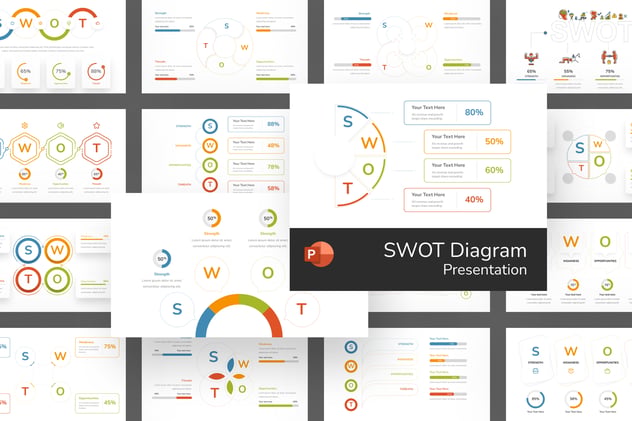 SWOT分析图表展示PPT模板 - PPT派