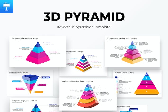 彩色3D金字塔图形Keynote模板 - PPT派