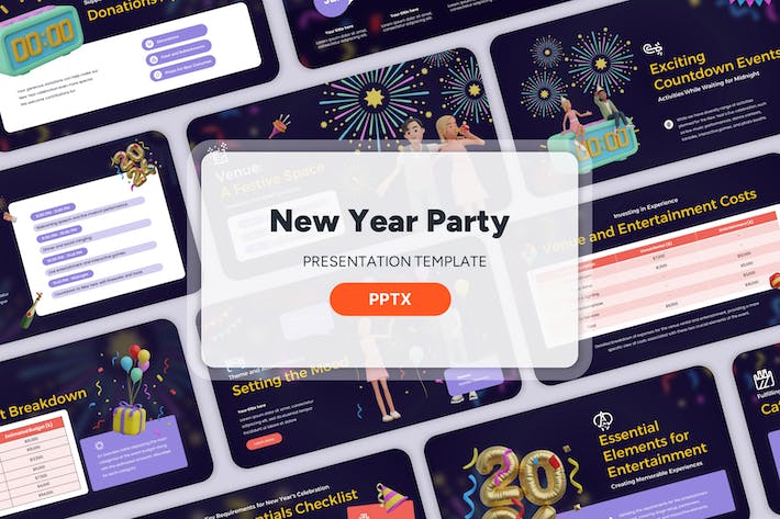 新年晚会新年活动3d立体人物插画图形PPT模板 - PPT派