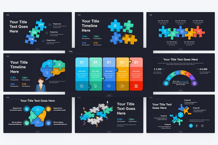 多色彩简单创意拼图信息图形图表keynote模板 - PPT派 多色彩简单创意拼图信息图形图表keynote模板 - PPT派