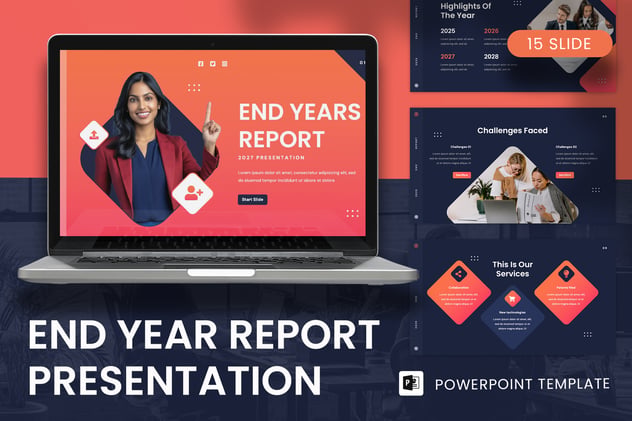 年终报告PowerPoint模板 - PPT派