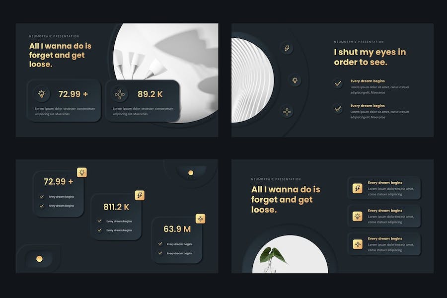 新拟态风格极简黑金商务多用途Keynote模板 - PPT派