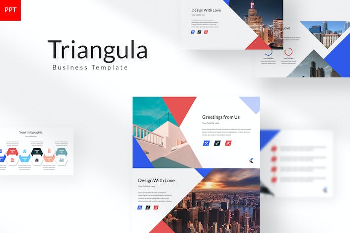 创意三角关系主题展示PPT模板 - PPT派