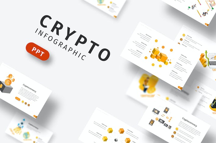 黄色系加密货币信息图表PPT模板 - PPT派