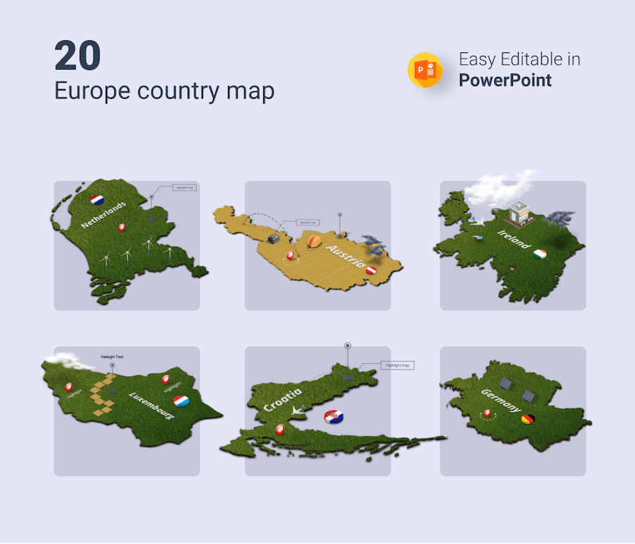 3D立体地图小房子图表PPT模板 - PPT派 3D立体地图小房子图表PPT模板 - PPT派