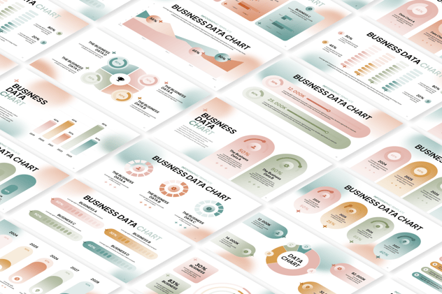 毛玻璃质感数据图图形图表PPT模板 - PPT派
