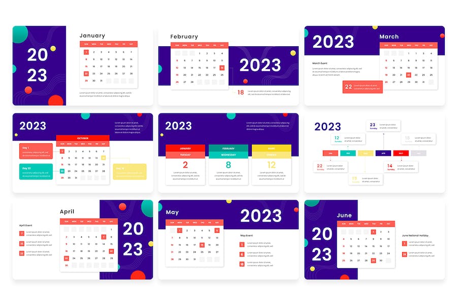 2023年日历信息图表展示Keynote模板 - PPT派 2023年日历信息图表展示Keynote模板 - PPT派