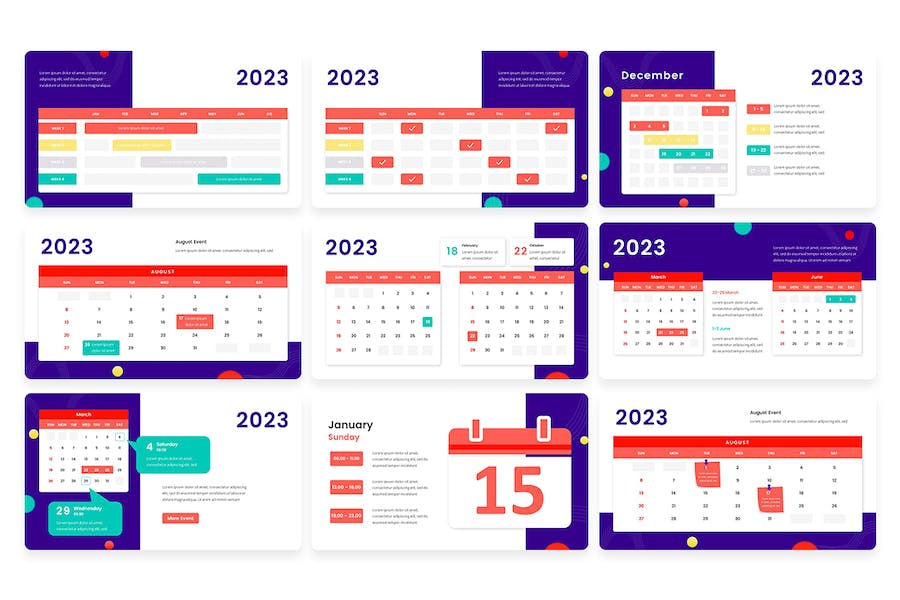 2023年日历信息图表展示Keynote模板 - PPT派 2023年日历信息图表展示Keynote模板 - PPT派