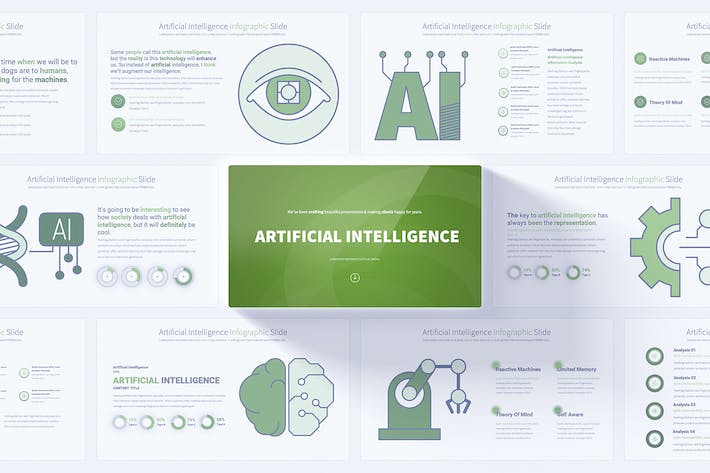 人工智能大脑大模型AI PPT模板 - PPT派