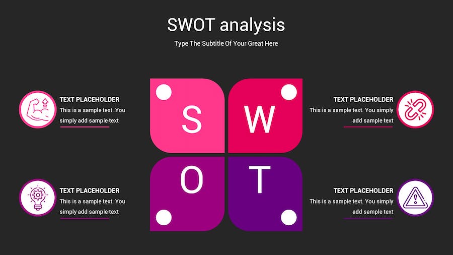 SWOT分析暗箱操作深色Keynote模板 - PPT派 SWOT分析暗箱操作深色Keynote模板 - PPT派