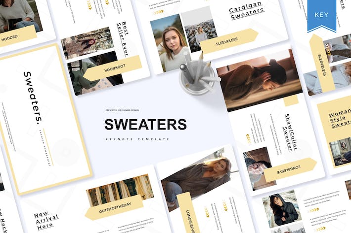 毛衣服装时尚品牌宣传Keynote模板 - PPT派