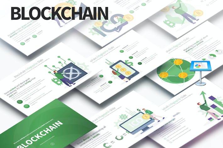 网络科技区块链概念插画图形keynote模板 - PPT派