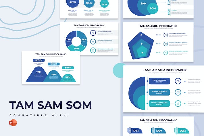 商务TAM SAM SOM市场分析信息图形PPT模板 - PPT派